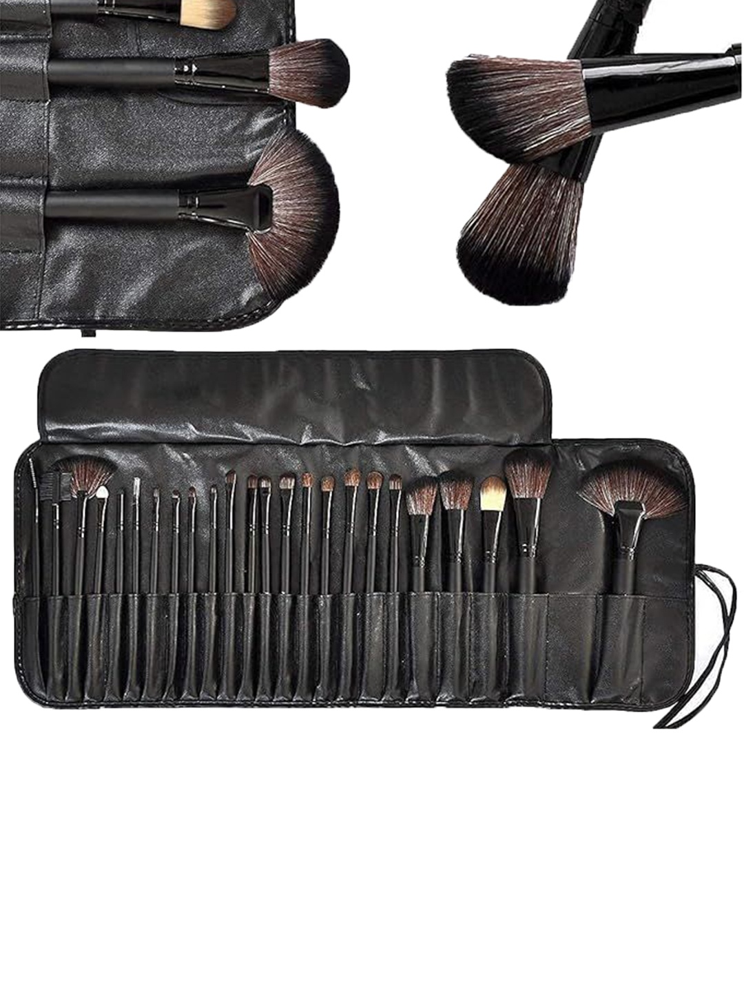 

YELGO Set Of 24 Makeup Brush With Leather Pouch, Black