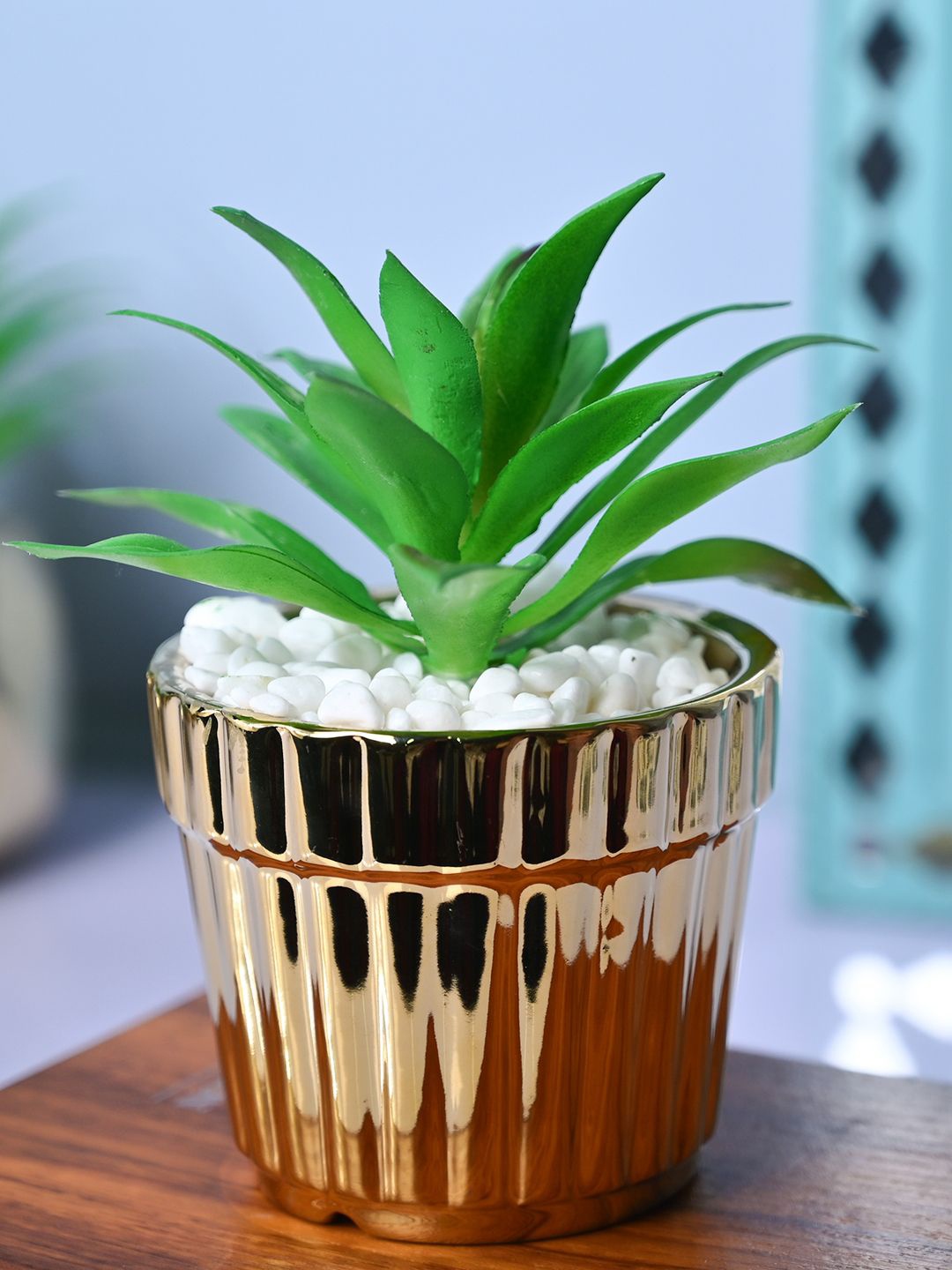 

MARKET99 Gold-Toned Hanging Periwinkle Pine Ceramic Artificial Plant With Pot