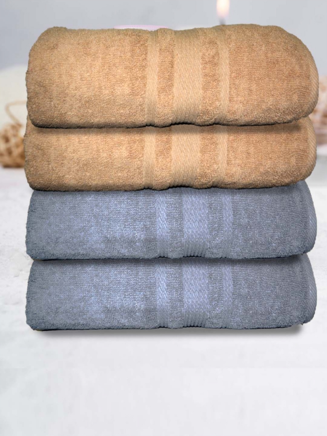 

Aura Grey & Beige 4 Cotton 500 GSM Bath Towel