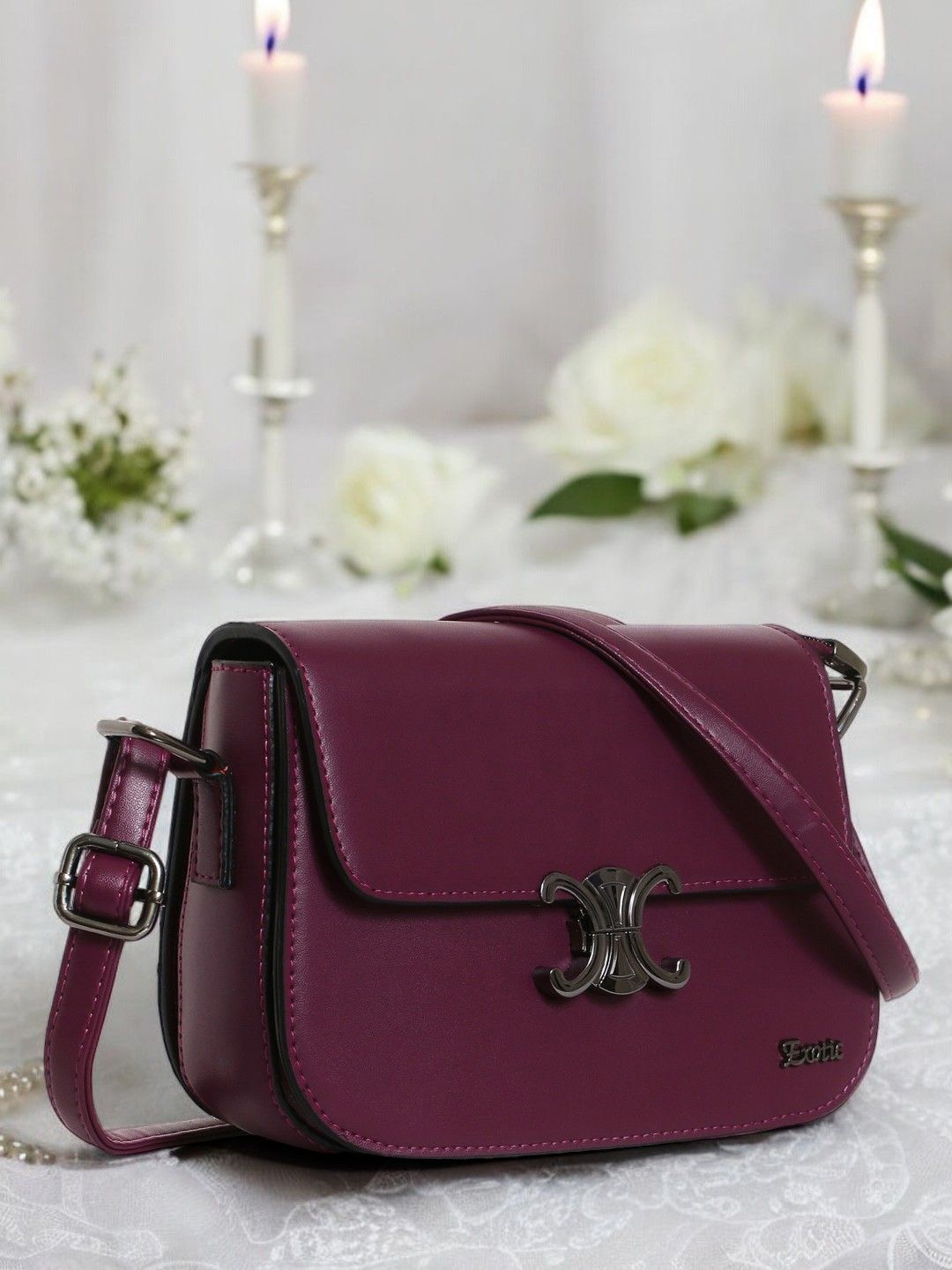 

Exotic PU Swagger Sling Bag, Maroon