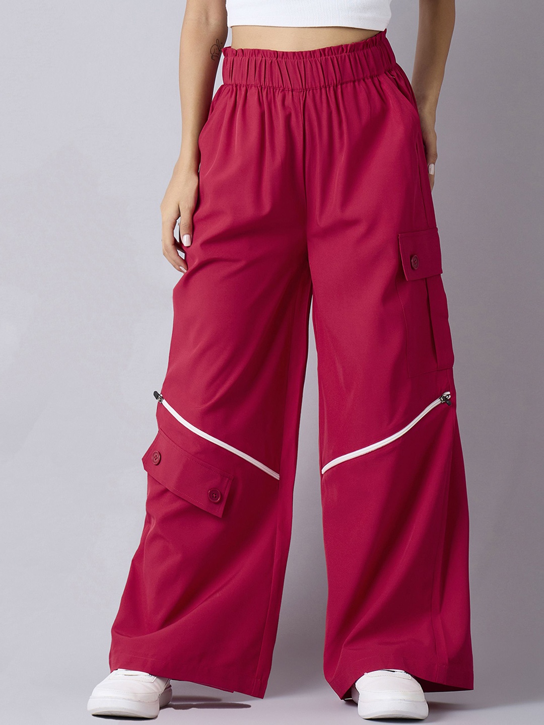 

Noh.Voh - SASSAFRAS Kids Girls Wrinkle Free Cargos Trousers, Red