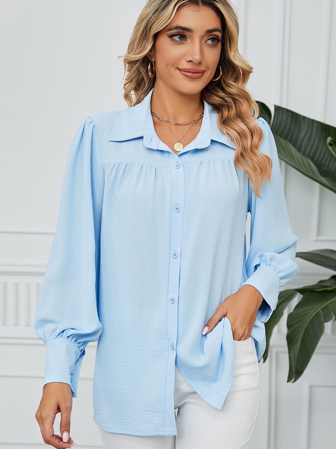 

StyleCast Women Opaque Casual Shirt, Blue