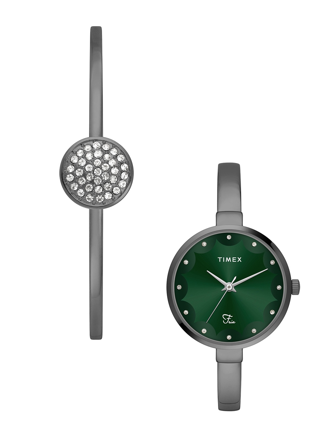 

Timex Women Brass Embellished Dial & Straps Analogue Watch TWEL18503, Green