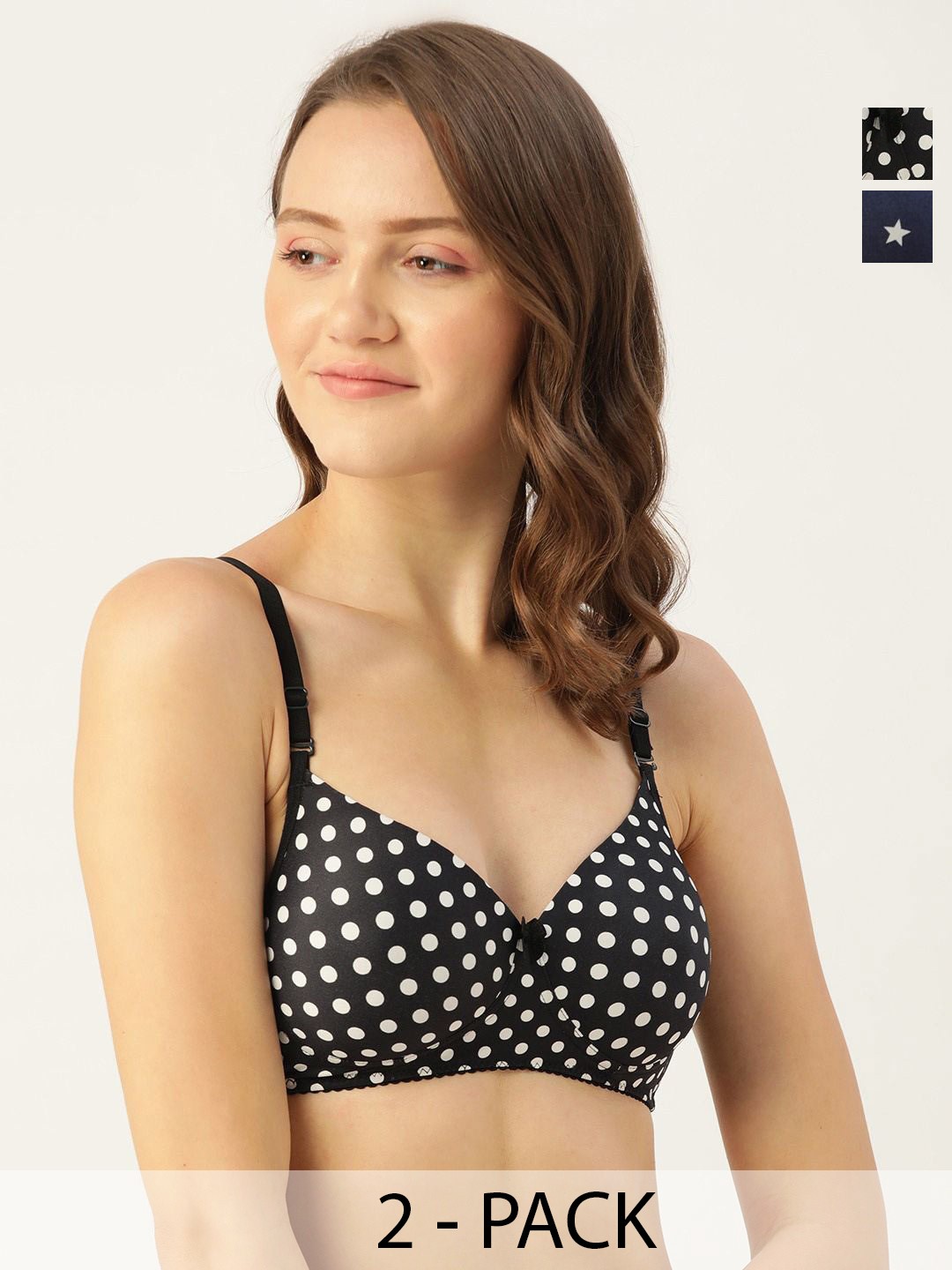 

Lady Lyka Polka Dot Bra Medium Coverage Lightly Padded, Black