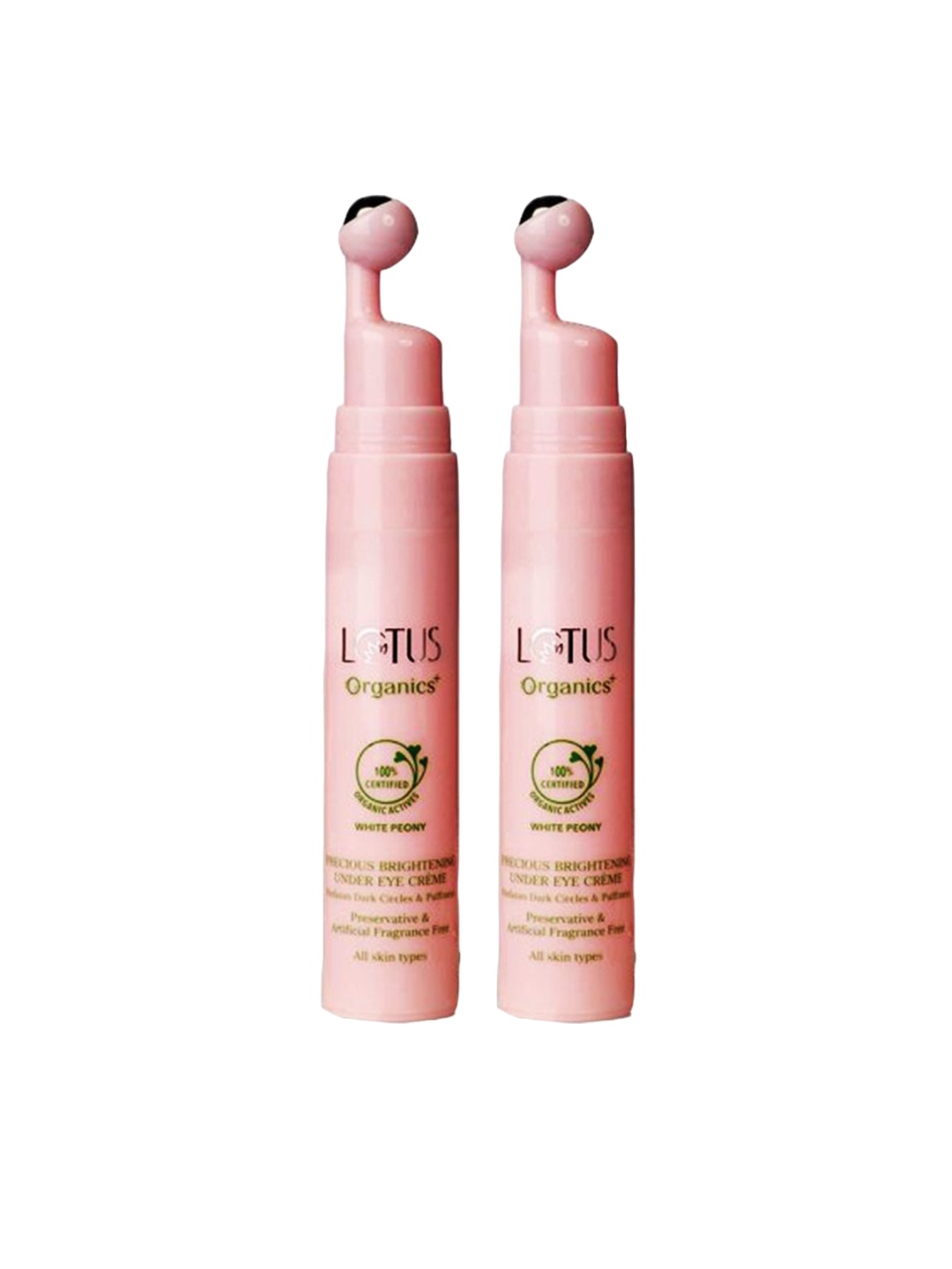 

Lotus Organics+ Set Of 2 White Peony Precious Under Eye Cream Roll-On- 15 g Each, Pink