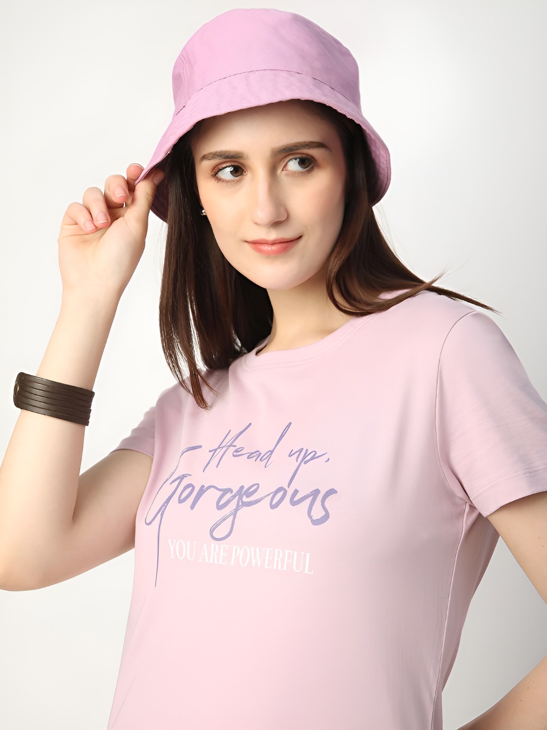 

R&B Women Typography Printed Round Neck Cotton T-Shirt, Purple