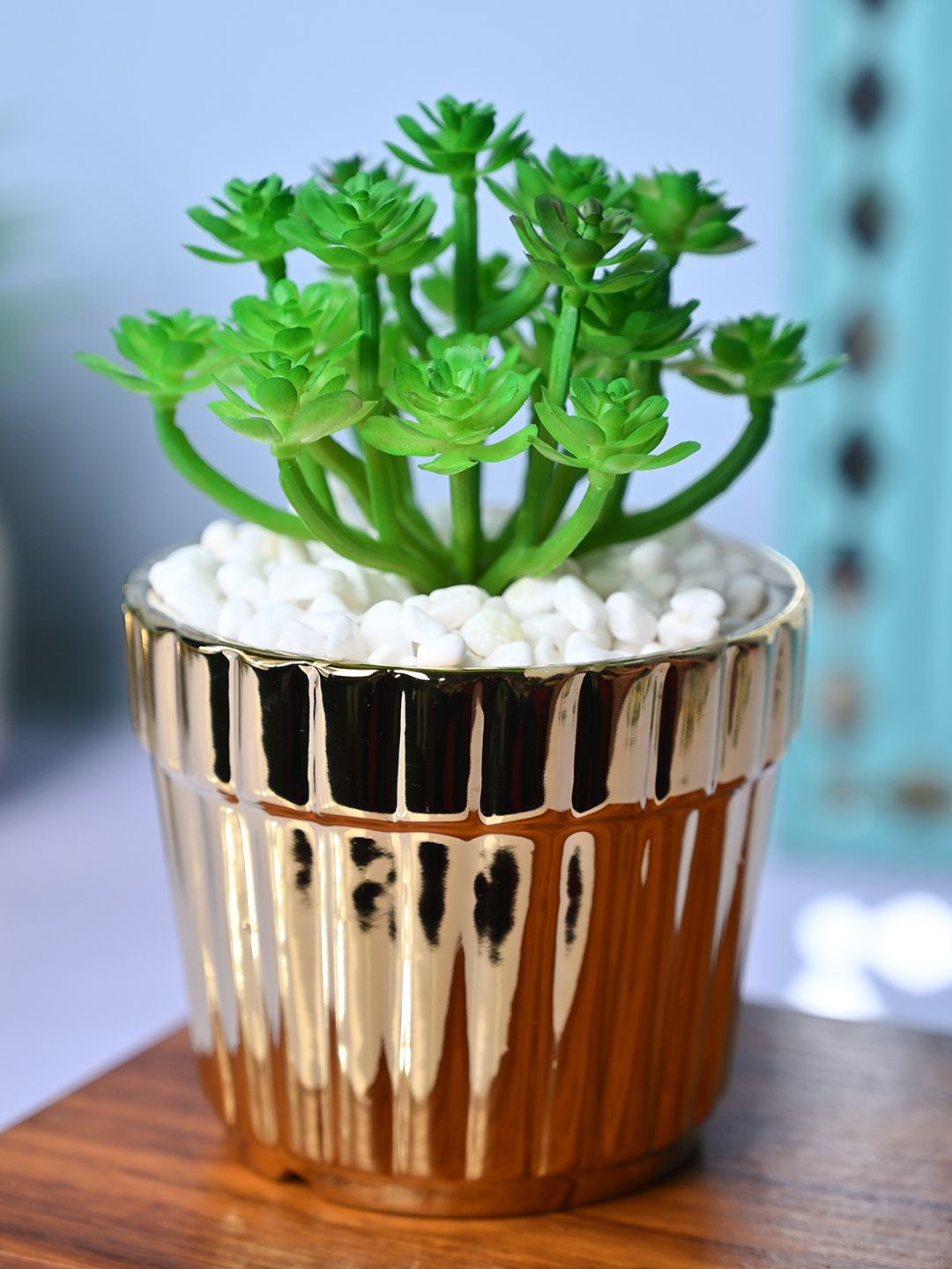 

MARKET99 Gold-Toned & Green Croton Artificial Plant With Pot