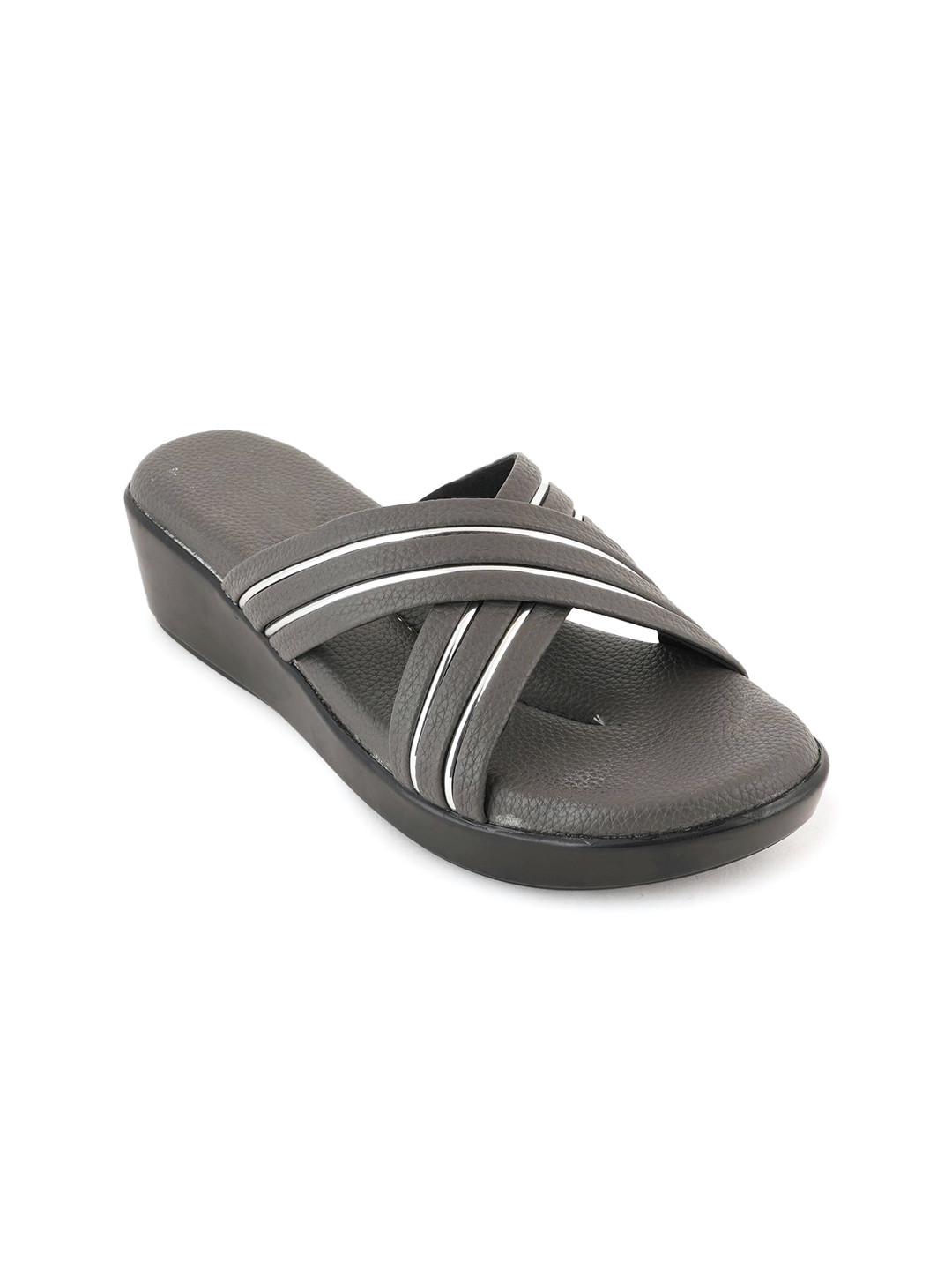 

Style Shoes Textured Wedge Sandals, Grey