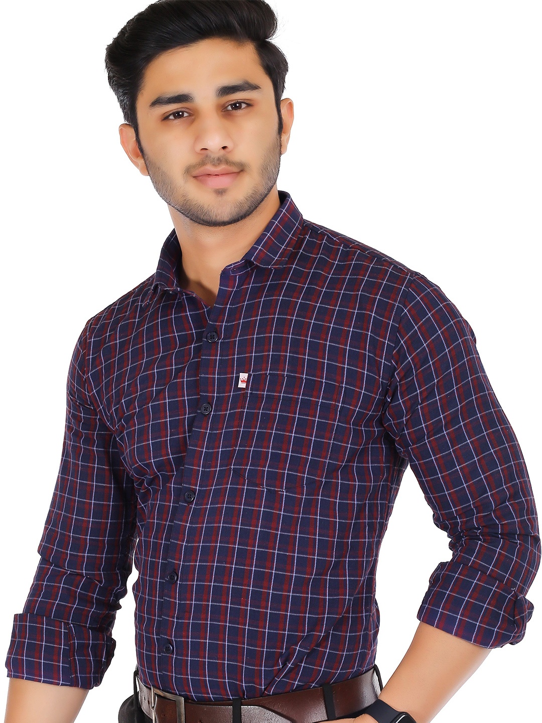 

Marc Laurent Men Comfort Opaque Checked Casual Shirt, Red