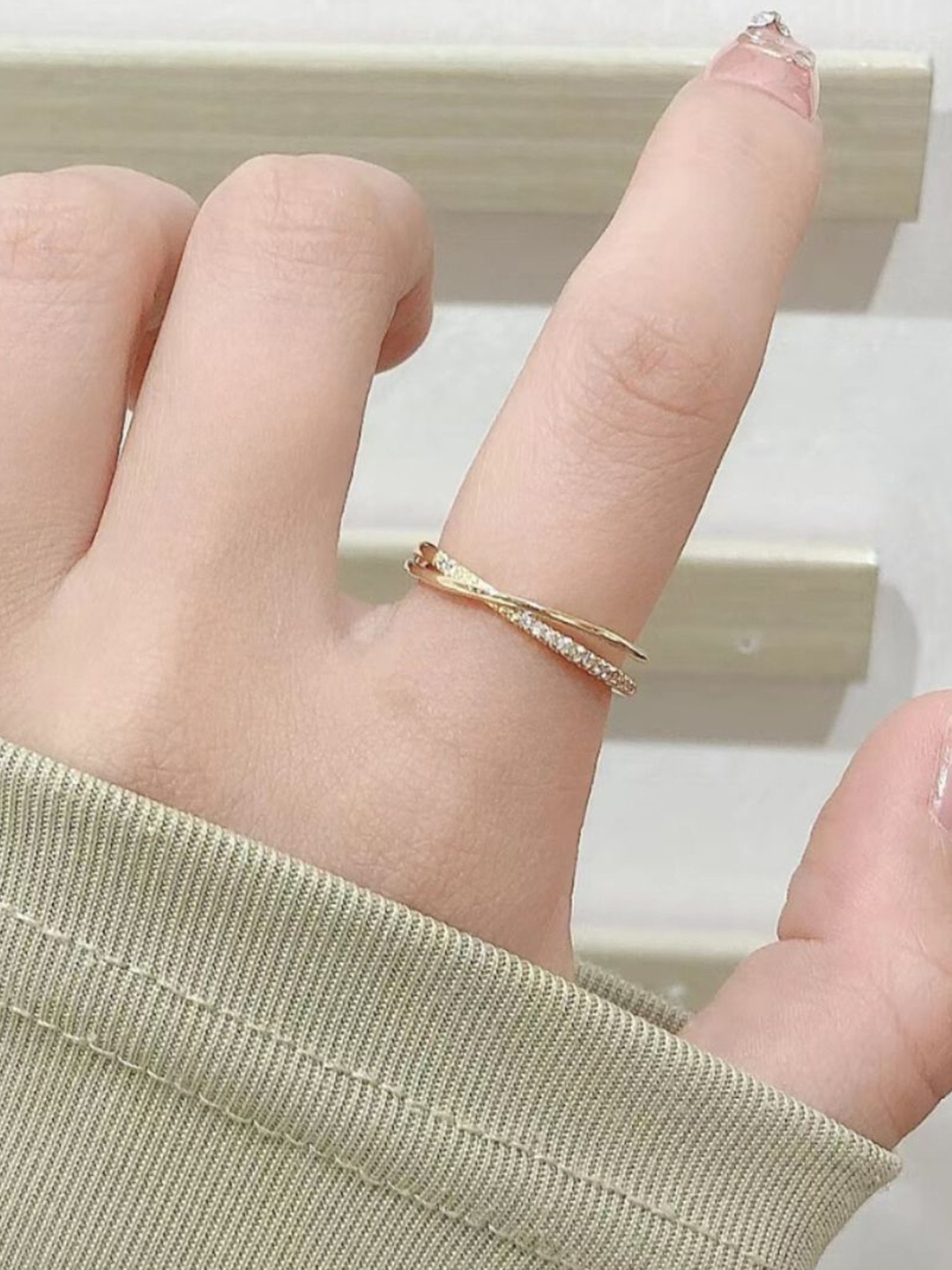 

SALTY 14KT Gold Plated & Stone Studded Adjustable Finger Ring