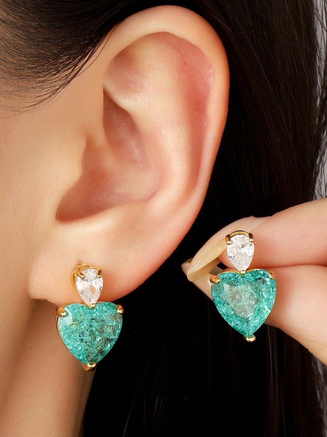 

SALTY Tiana Gold-Plated Heart Shaped Drop Earrings