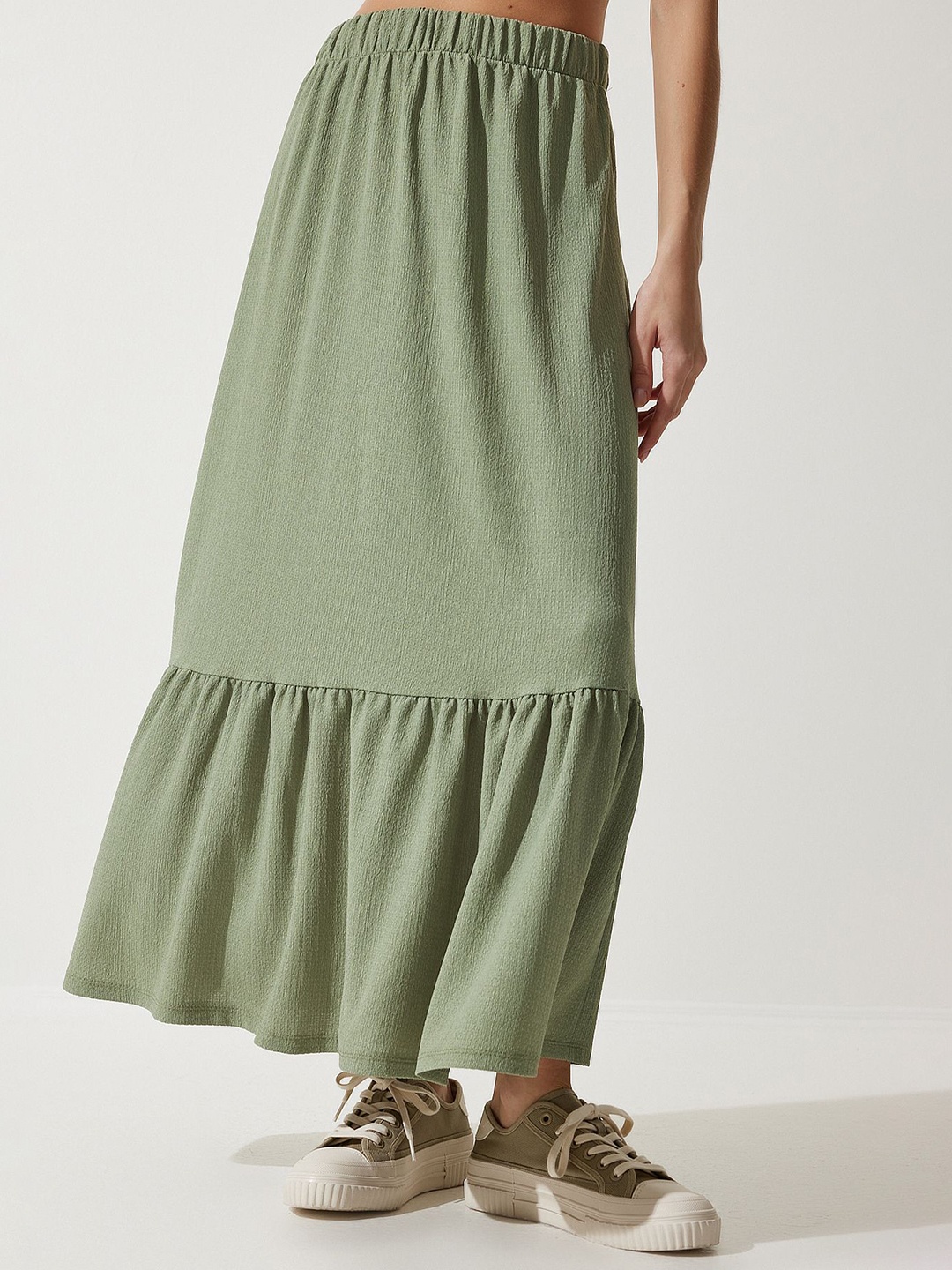 

Happiness istanbul A-Line Flared Maxi Skirt, Green