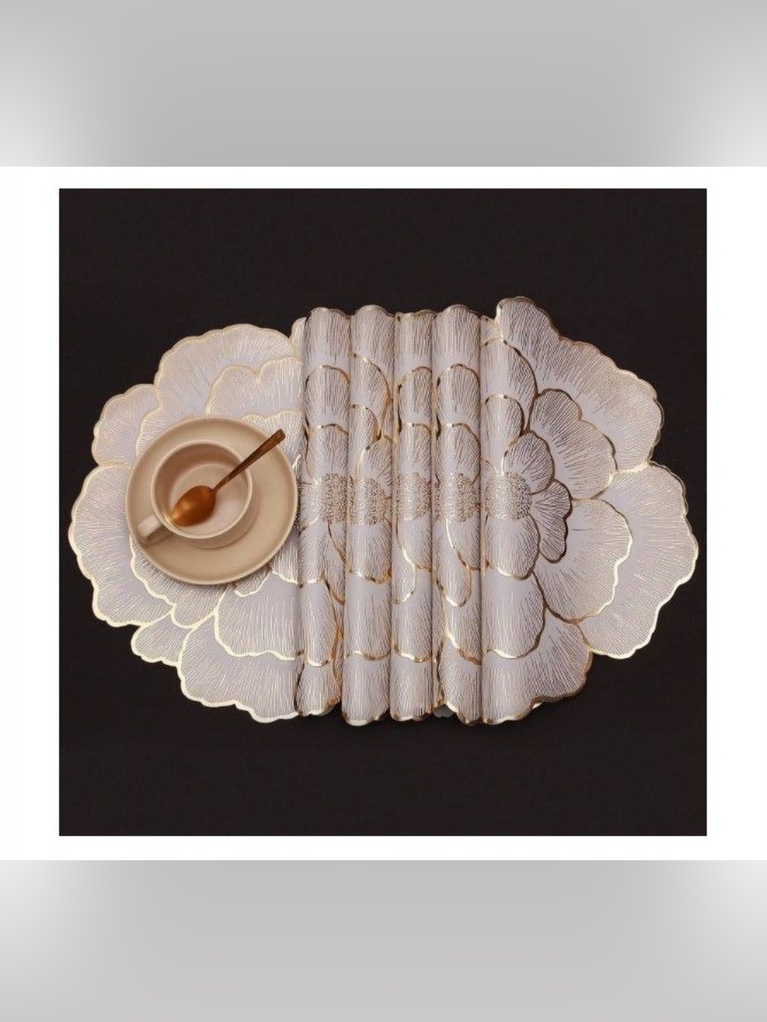 

Dakshya Industries 6 Pieces White & Copper-Toned Floral Textured Round Table Placemats