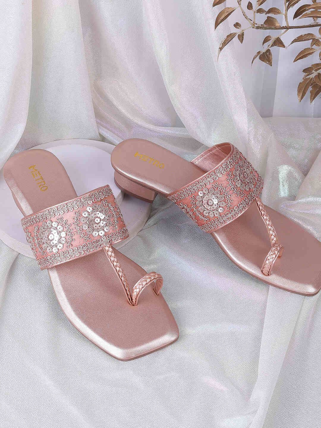 

Metro Women Block Pumps Embellished heels, Rose gold