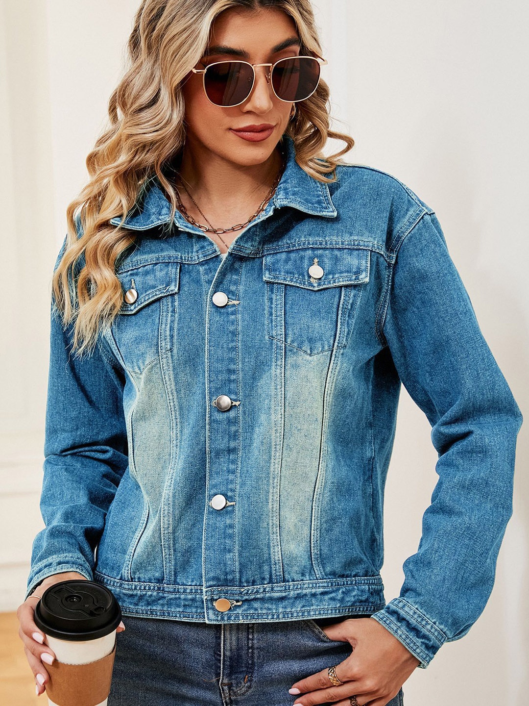 

StyleCast Women Denim Jacket with Patchwork, Blue