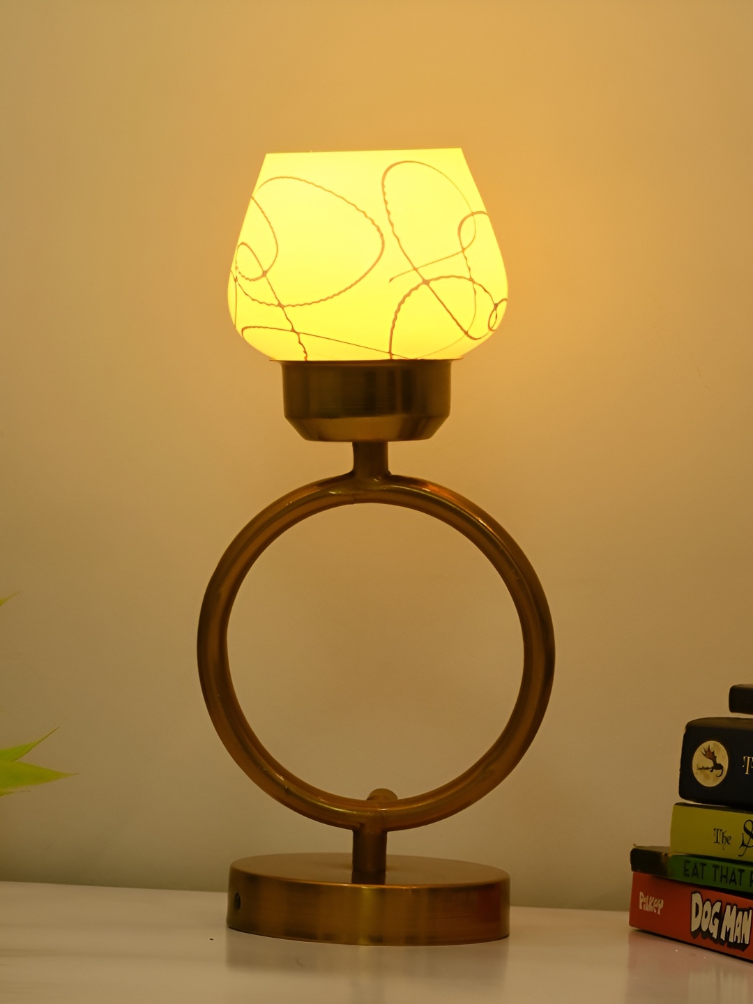 

Afast White Glass Contemporary Table Lamp With Adjustable Cord