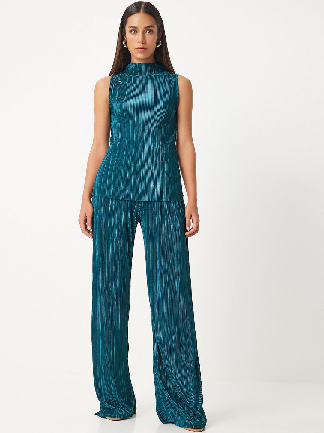 

Happiness istanbul Self Design Top With Trousers, Teal
