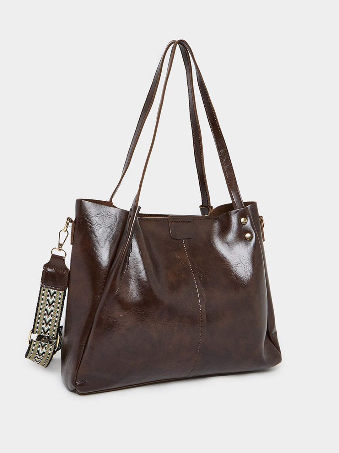 

Styli Women Textured Shoulder Bag, Brown