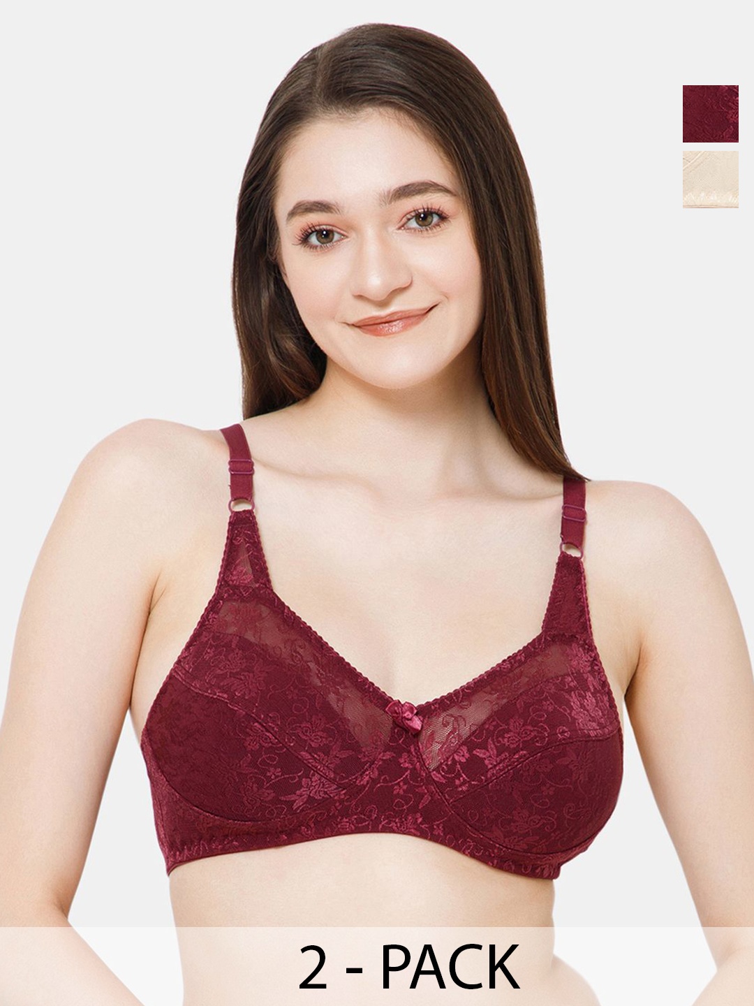 

Lady Lyka Floral Medium Coverage cotton Bra, Beige
