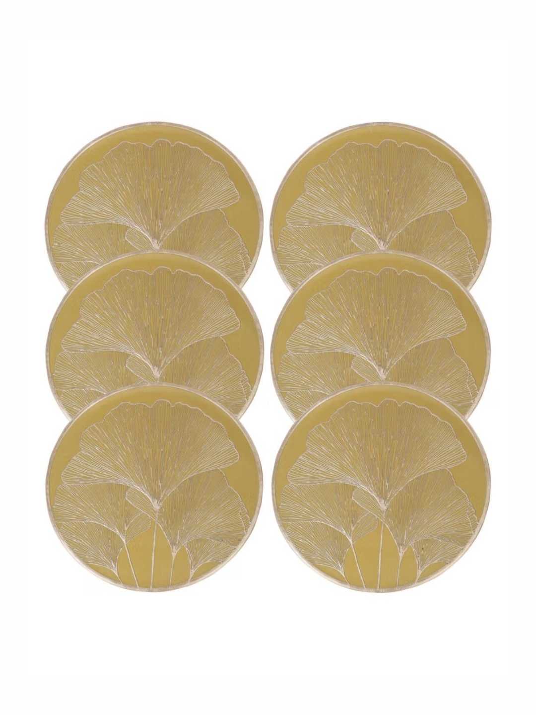 

Dakshya Industries Gold Toned 6 Pcs Textured Round Table Placemats