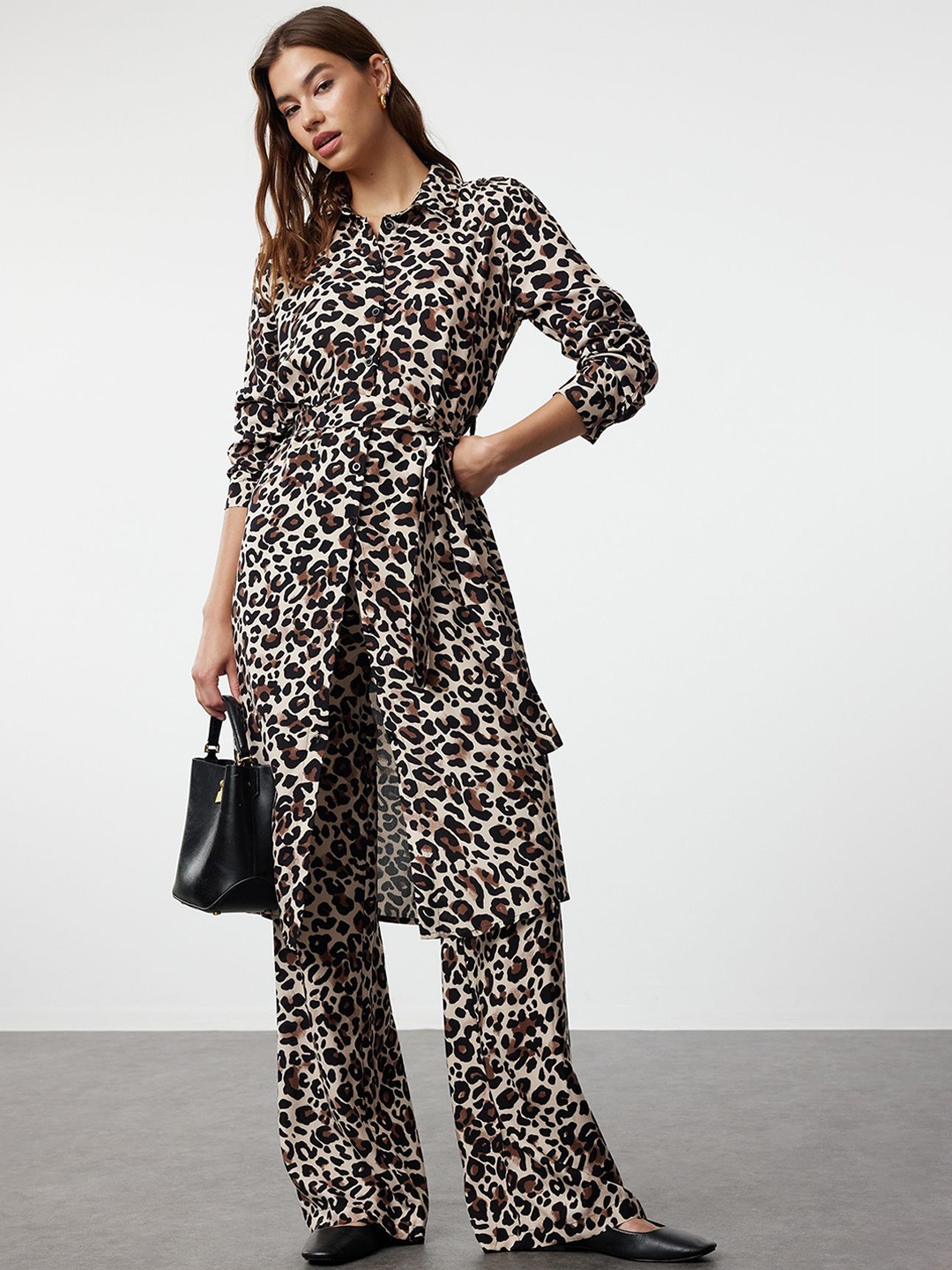 

Trendyol Printed Long Sleeve Tunic & Trouser, Black
