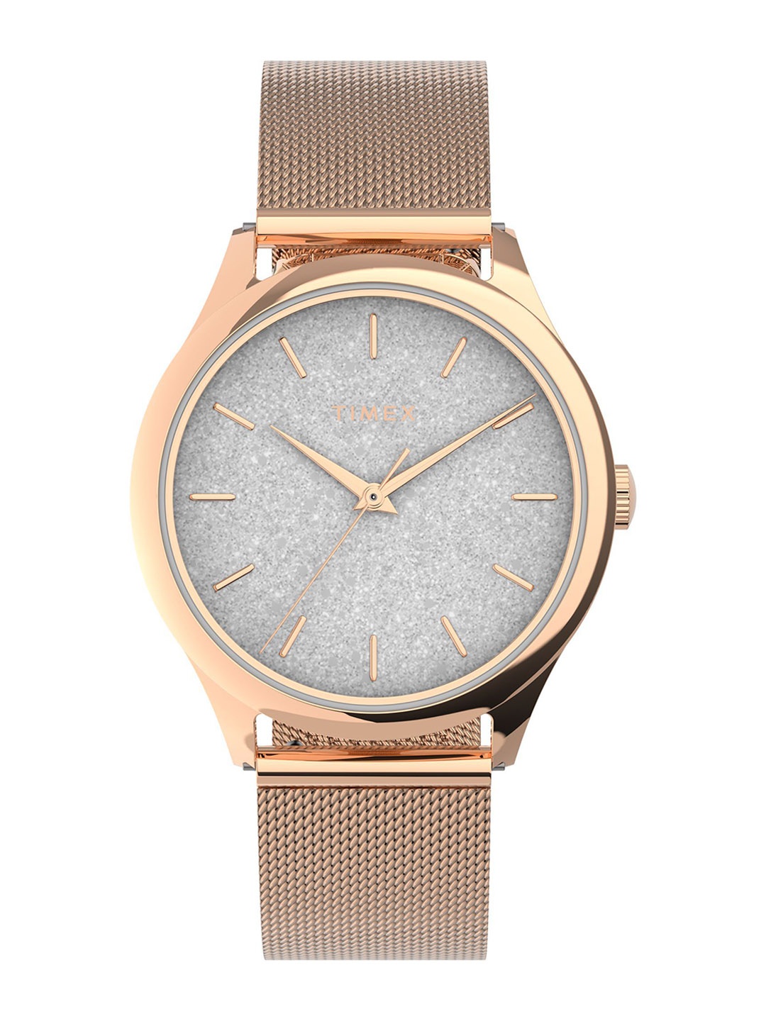 

Timex Women Brass Embellished Dial & Stainless Steel Bracelet Style Straps Analogue Watch TW2V01400UJ, White
