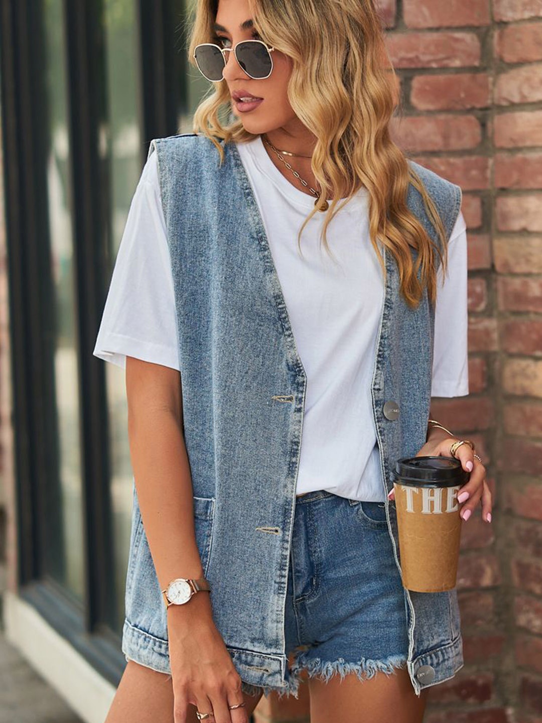 

StyleCast Women Denim Jacket with Patchwork, Blue