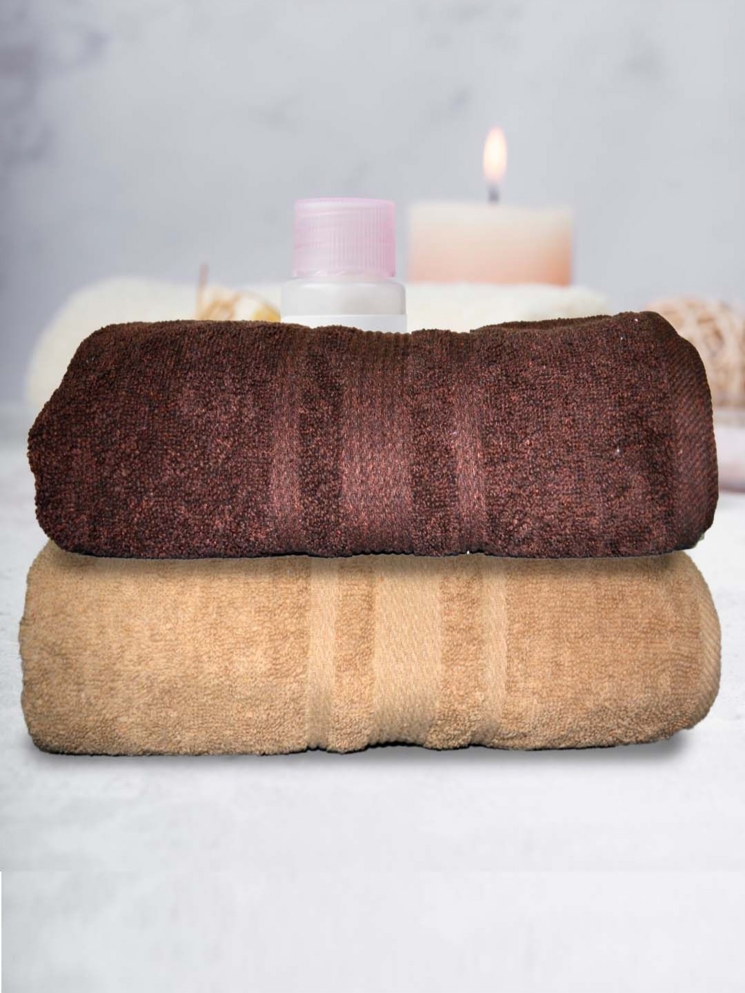 

Aura Brown & Beige 2 Pieces Terry Cotton 500 GSM Bath Towels