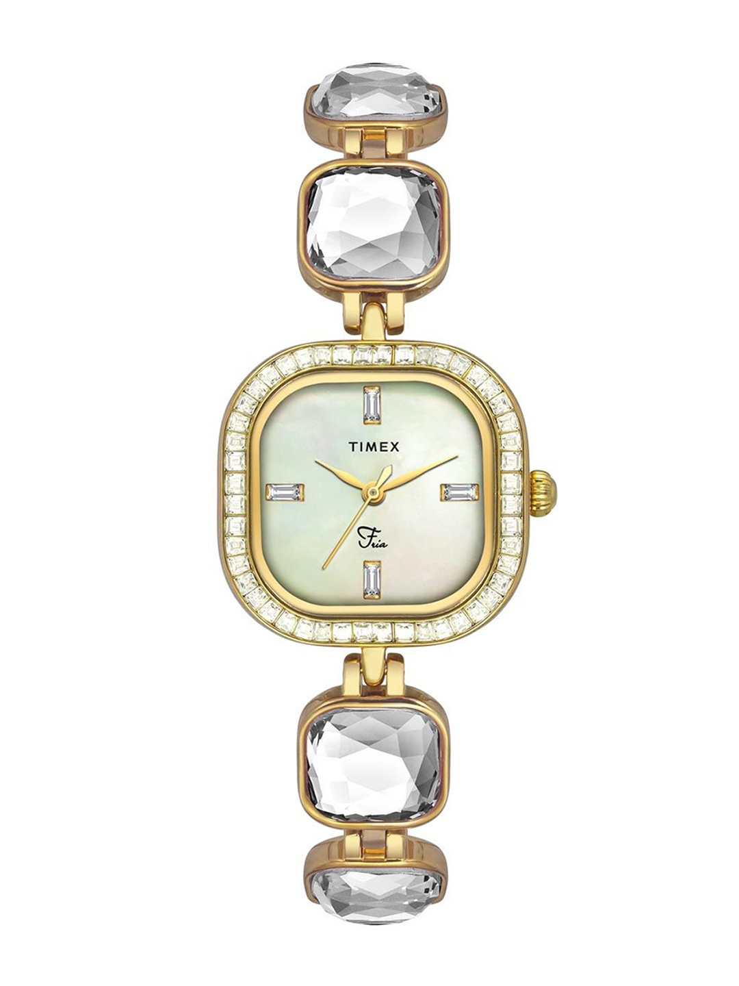 

Timex Women Brass Embellished Dial & Straps Analogue Watch TWEL17106, White