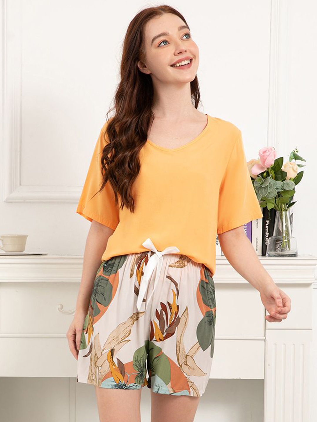 

StyleCast Printed Night suit, Orange