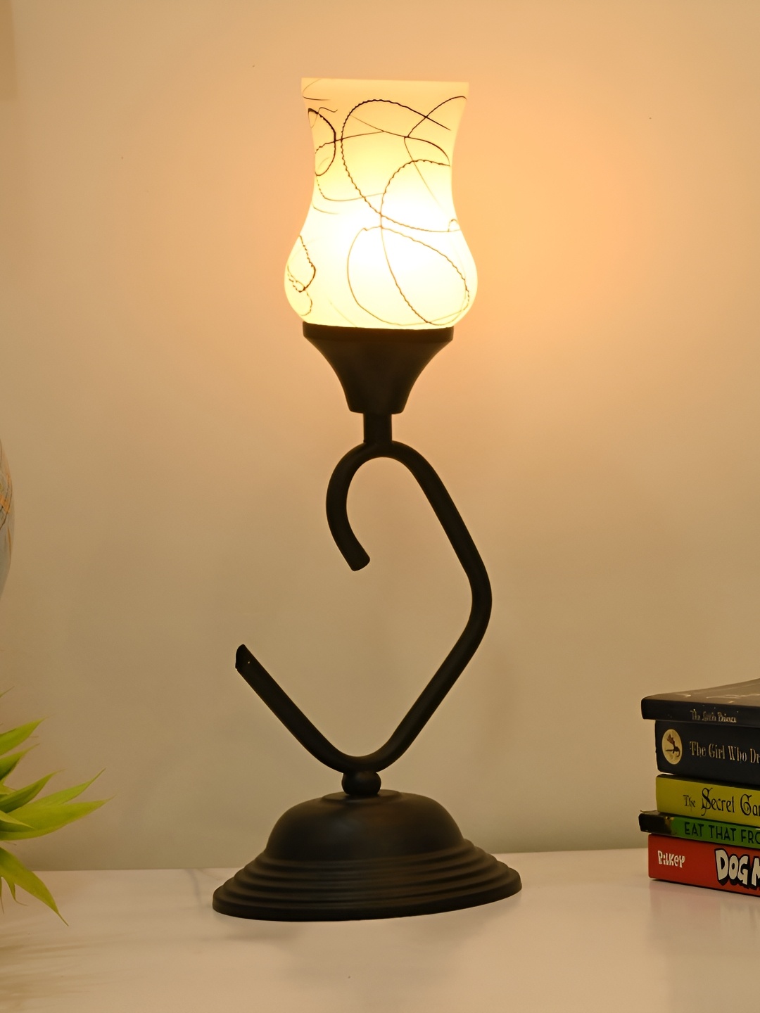

Afast White Glass Contemporary Table Lamp With Adjustable Cord