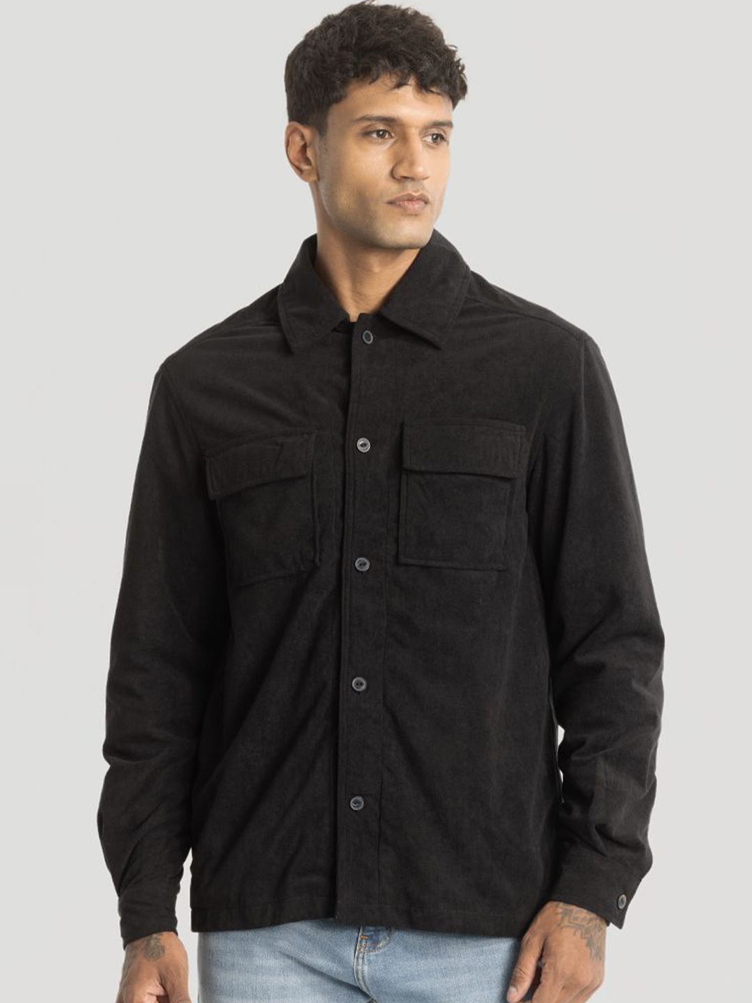 

Snitch Men Open Front Jacket, Black