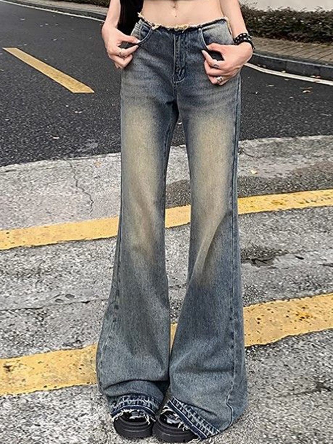 

StyleCast Women Flared Low-Rise Light Fade Jeans, Blue