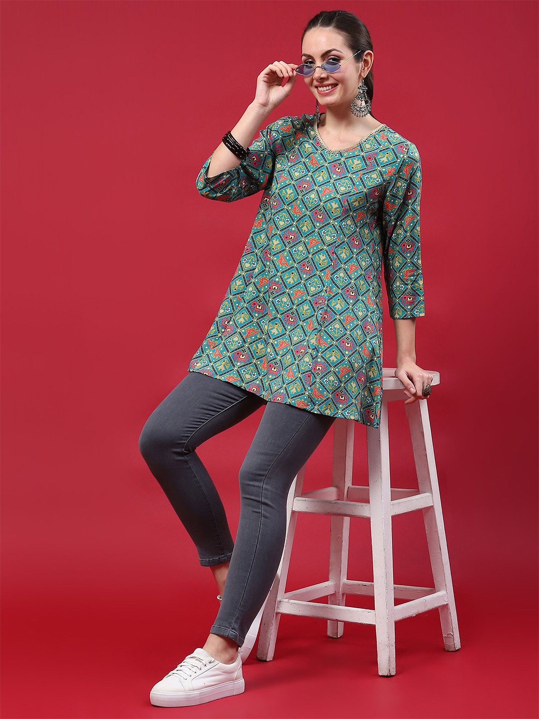 

Shree Liva Printed Tunic, Blue