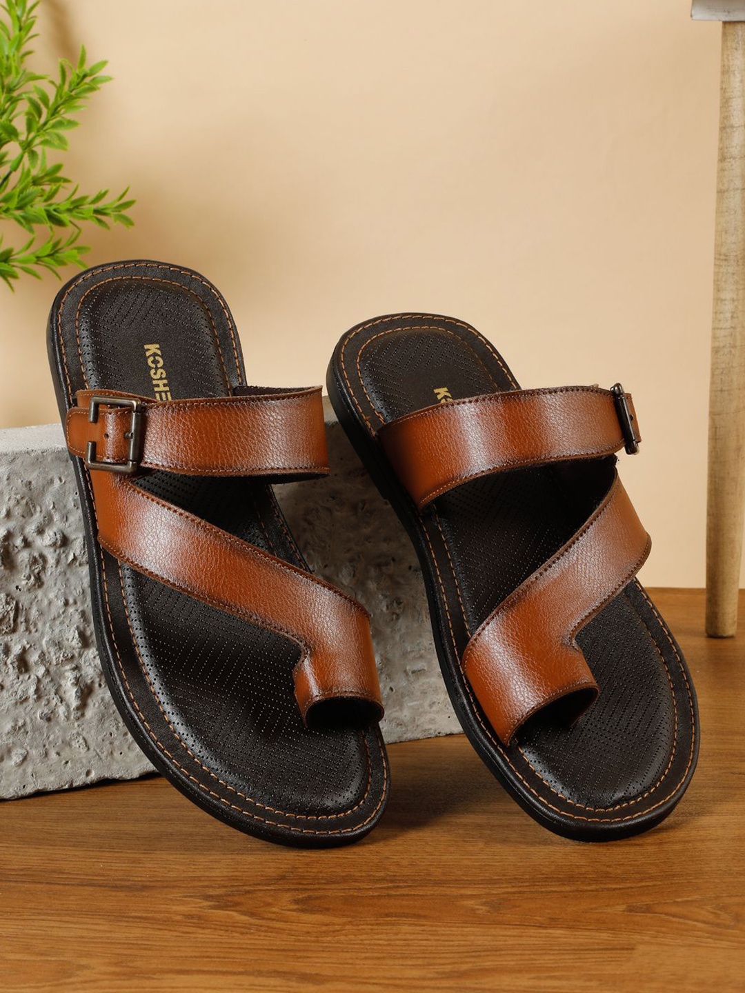 

Kosher Men Comfort Sandals, Tan