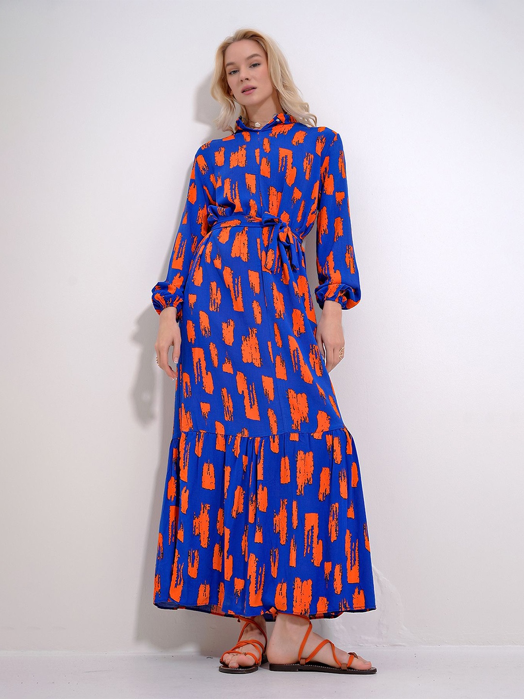

Trend Alacati stili Printed Maxi Dress, Blue