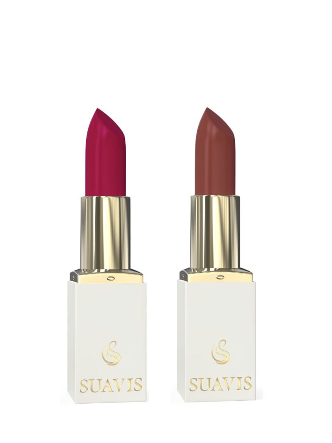 

SUAVIS Set Of 2 Infinitely Matte Long Lasting Lipstick - 8g Each - Shades 107 & 118, Brown