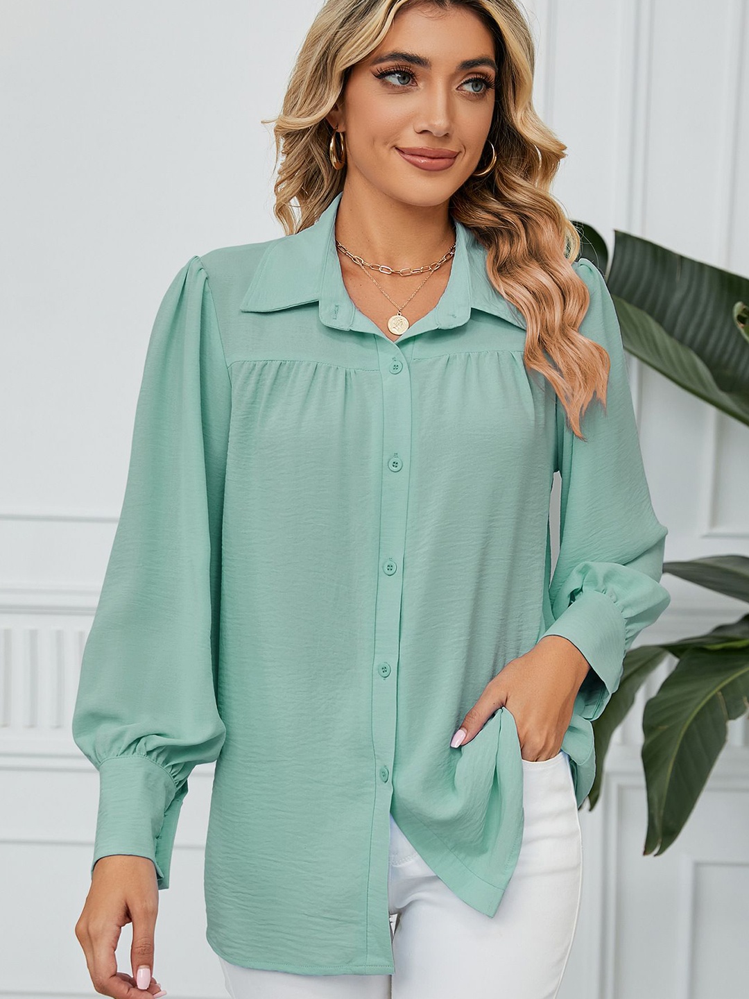 

StyleCast Women Opaque Casual Shirt, Green
