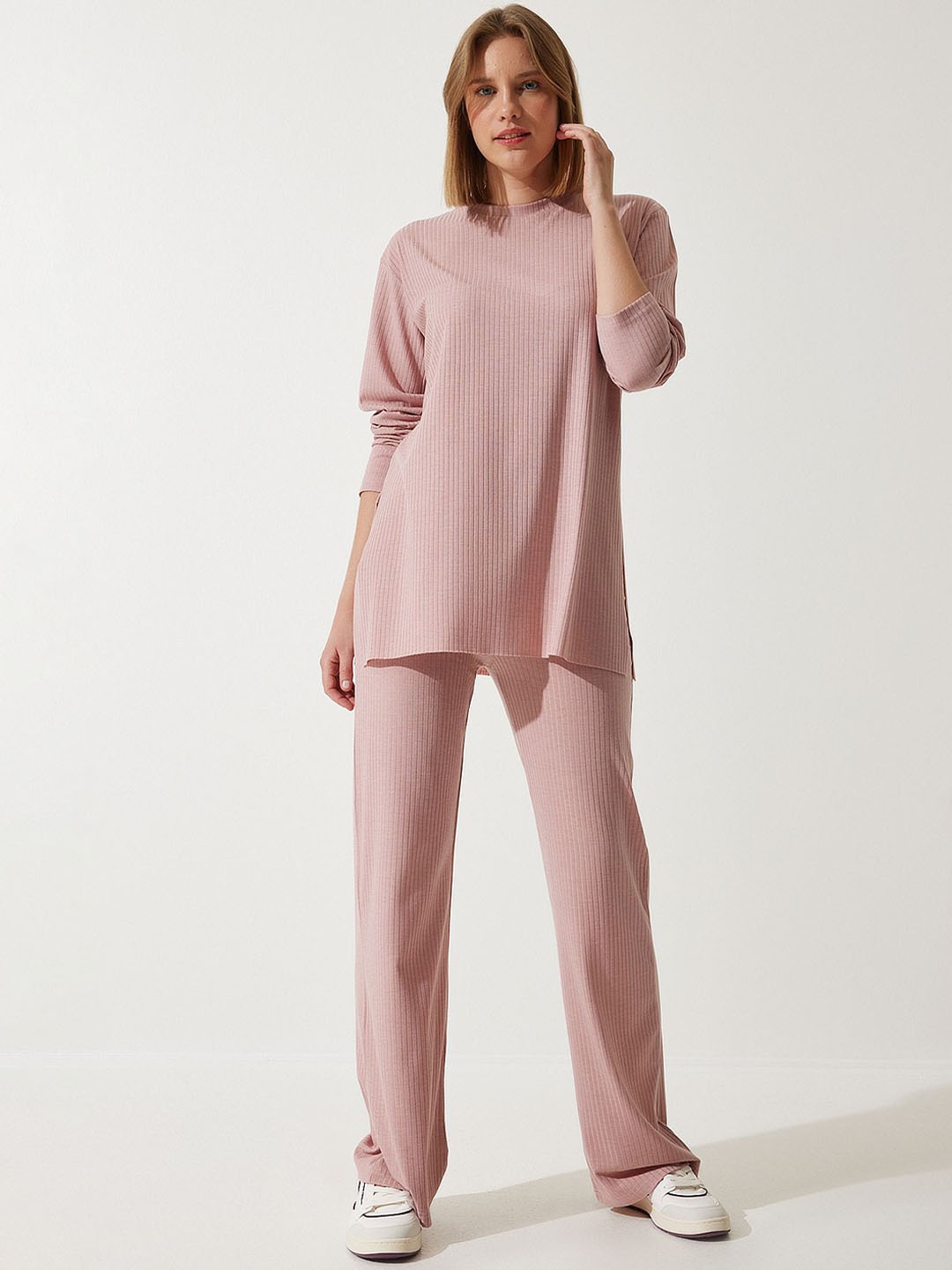 

Happiness istanbul Ribbed Top With Trousers, Pink