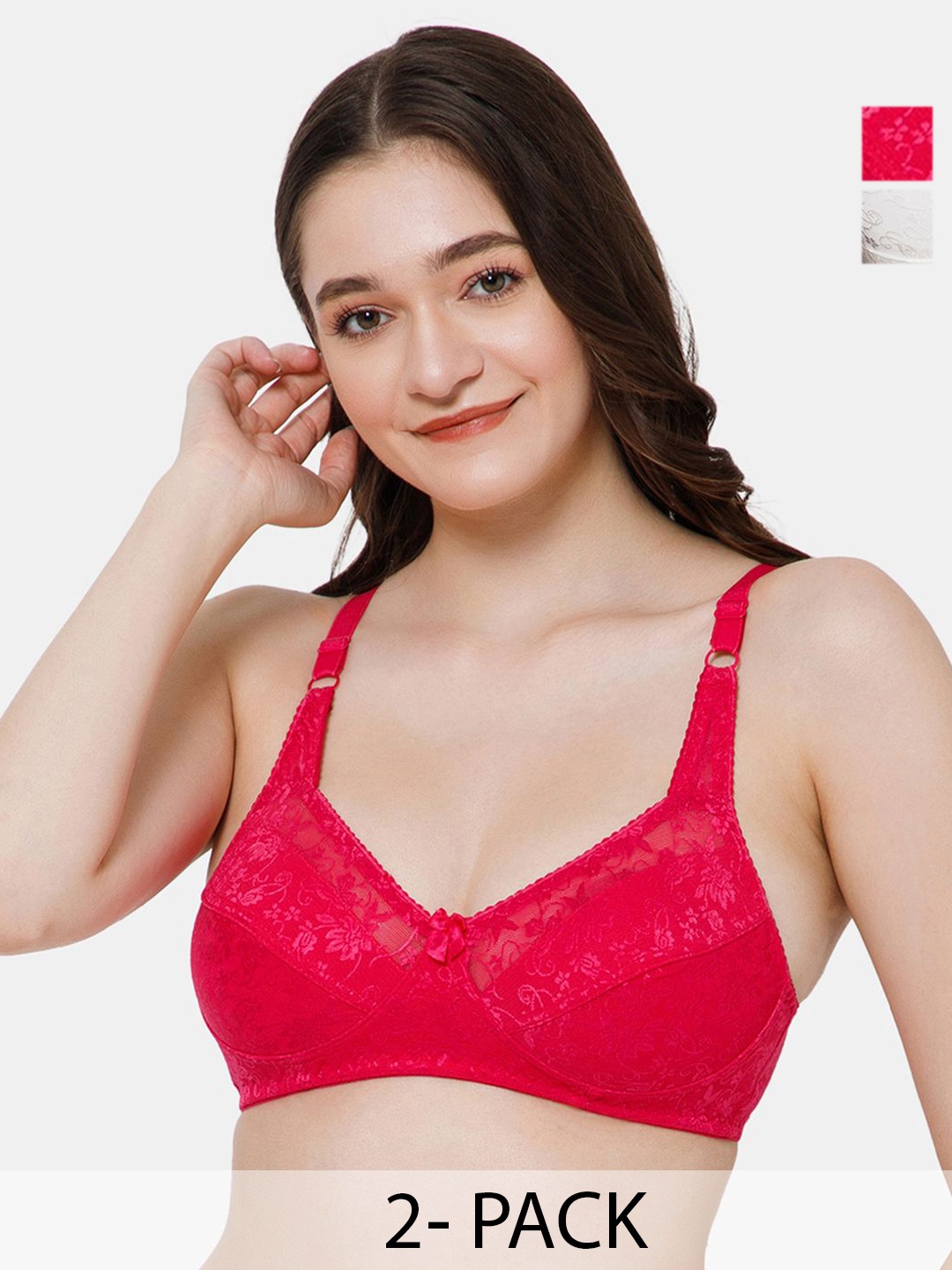 

Lady Lyka Pack of 2 Floral Bra Medium Coverage LITTLE-NULACY-WHT-FCA, White