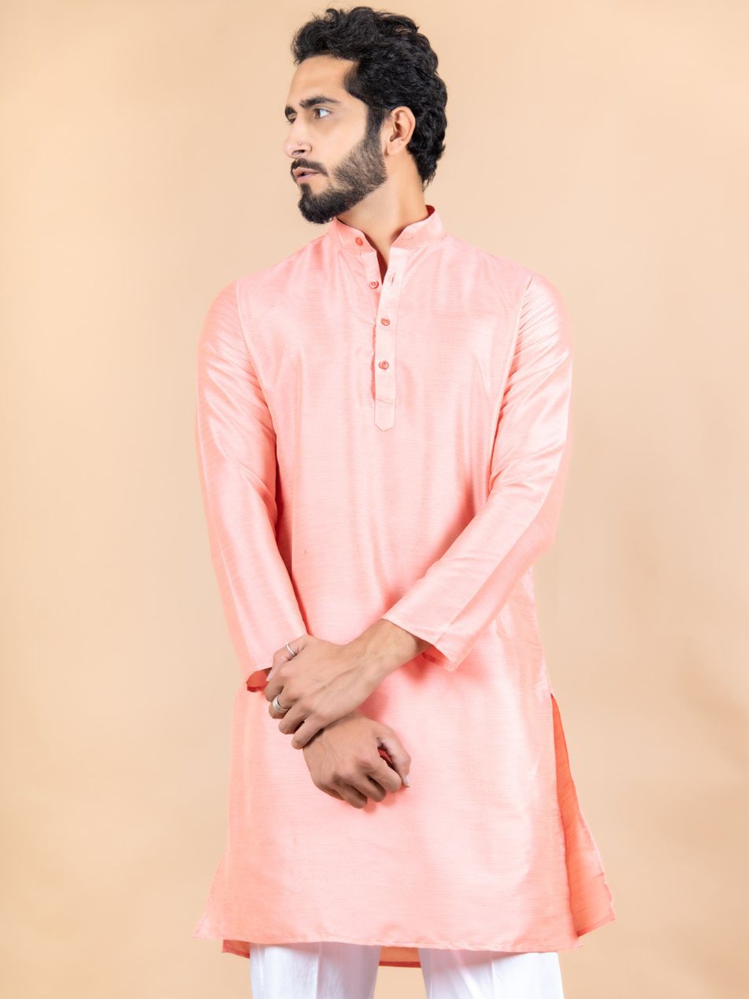 

Tistabene Mandarin Collar Straight Kurta, Peach