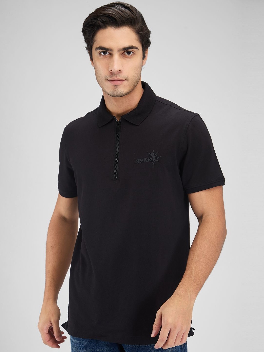 

SPYKAR Men Polo Collar Slim Fit T-shirt, Black