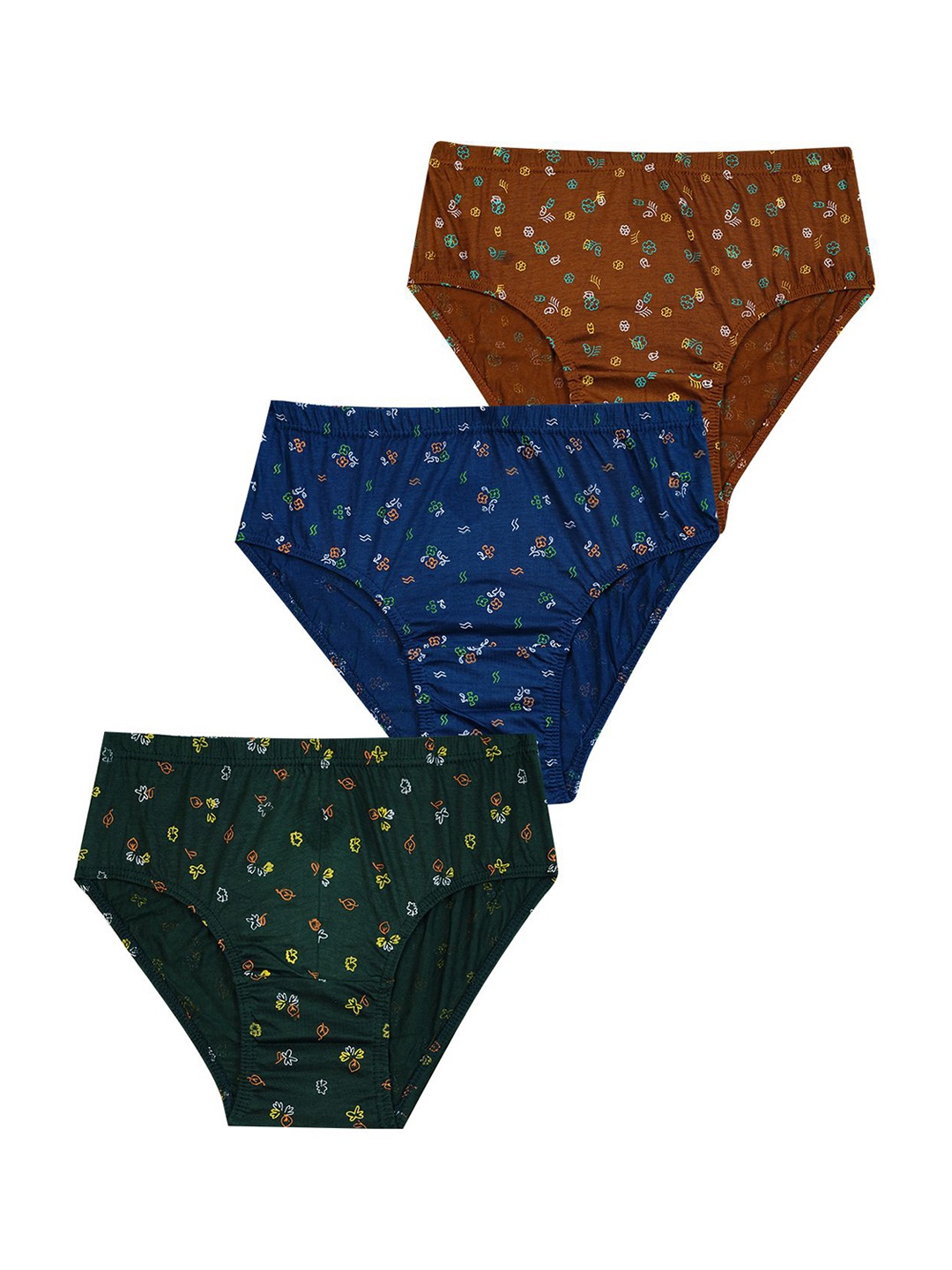 

YELLOWDELIGHT Girls Pack Of 3 Printed Cotton Hipster Briefs, Blue