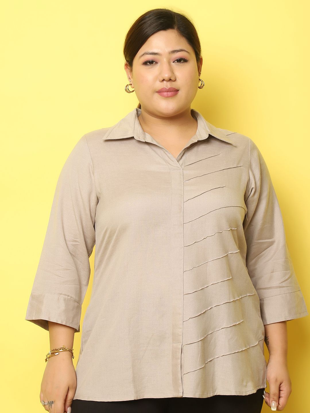 

theRebelinme Women Relaxed Opaque Casual Shirt, Beige