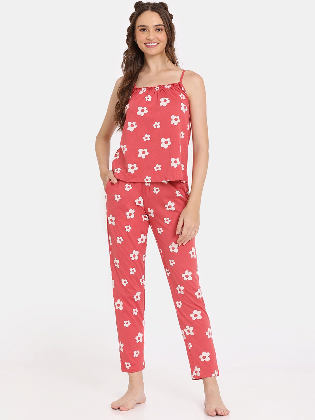 

Rosaline by Zivame Women Printed Night suit, Red