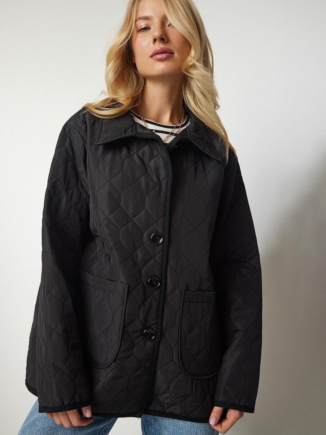 

Happiness istanbul Women Longline Quilted Jacket, Na
