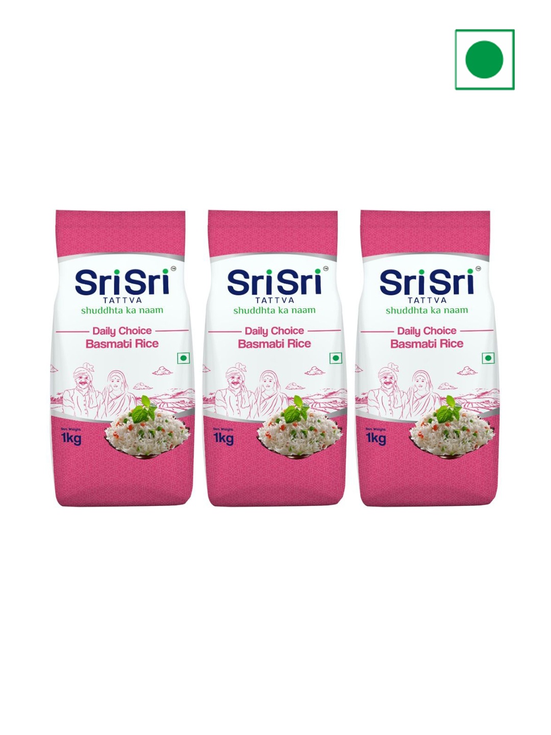 

Sri Sri Tattva 3 Pcs Daily Choice Basmati Rice -1kg Each, White