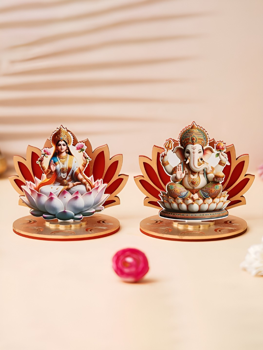 

eCraftIndia Red & White 2 Pieces Religious Wooden Figurine Showpieces