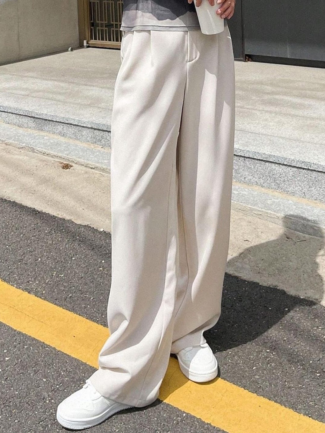 

BROADSTAR Women Pleated Korean Pants, Beige