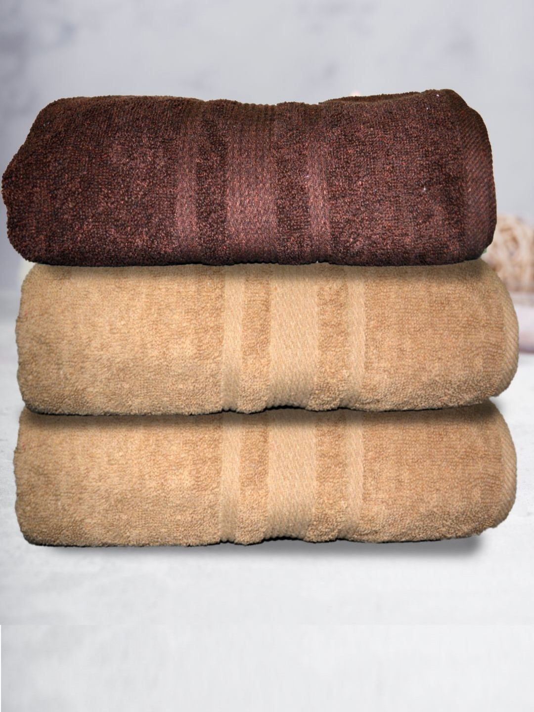 

Aura Beige & Brown 3 Cotton 500 GSM Bath Towel